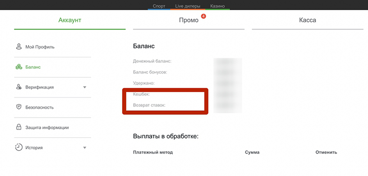 Счет пользователя